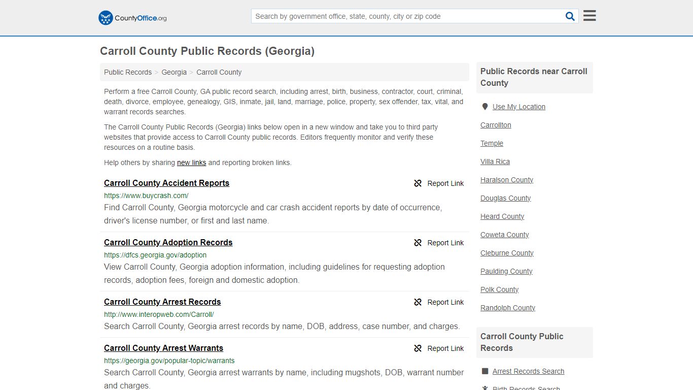 Public Records - Carroll County, GA (Business, Criminal, GIS, Property ...