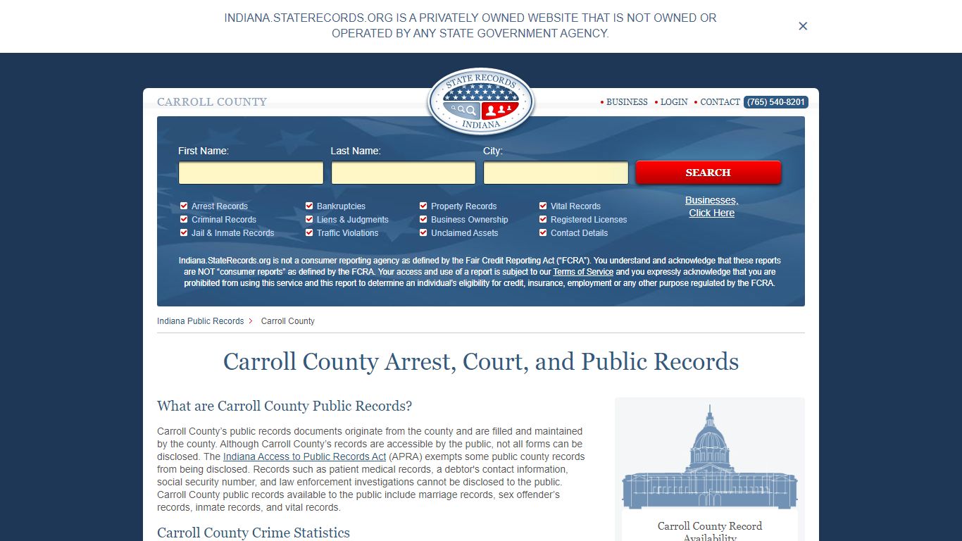 Carroll County Arrest, Court, and Public Records